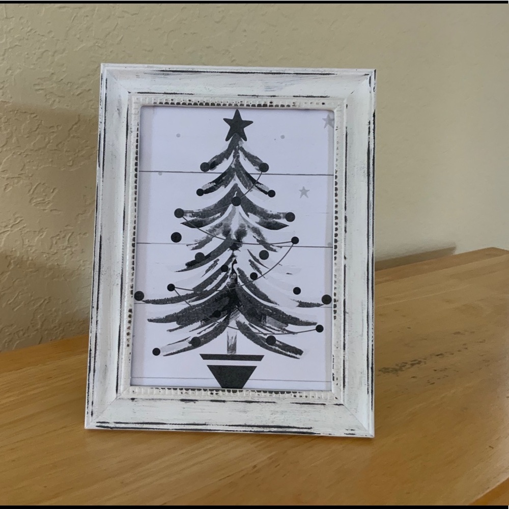 Farmhouse Christmas tree picture 5x7 w/frame